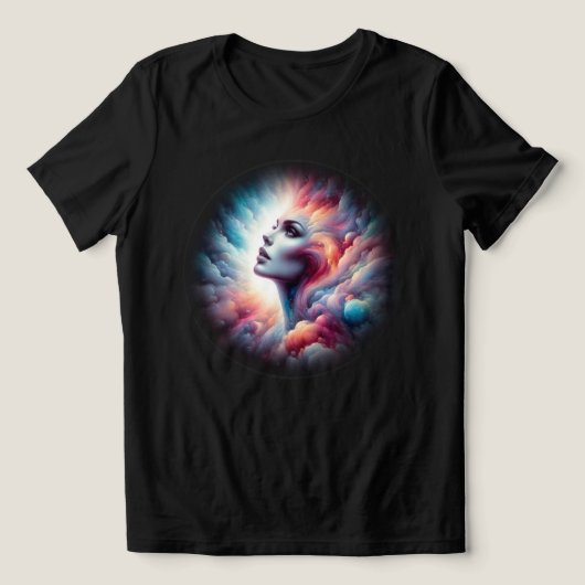 Vrouw met kosmisch aura haar Tri-Blend shirt (Design voorkant)