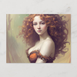 Vrouw met krullend haar Briefkaart
