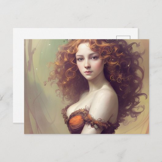 Vrouw met krullend haar Briefkaart (Voorkant / Achterkant)