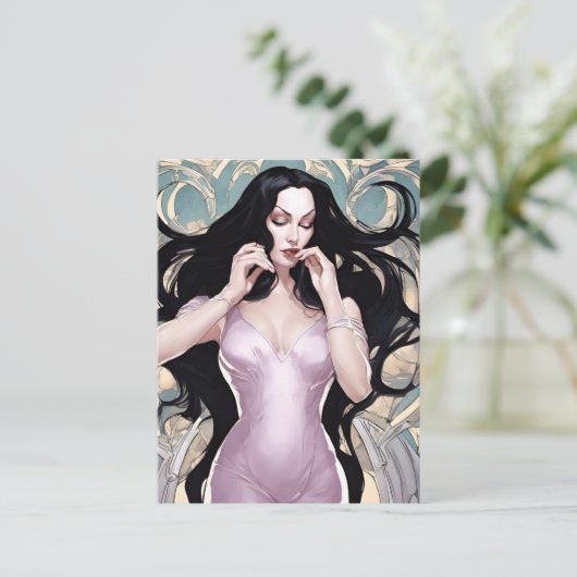 Vrouw met lang haar briefkaart (Staand voorkant)