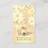 Vrouw met lang haar | salonschaar | Bloemen Visitekaartje (Voorkant)