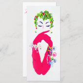  vrouw met lange roze handschoenen Kerstkaart (Voorkant / Achterkant)