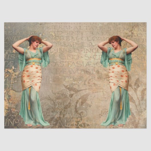 Vrouw met Latijn Schrijven Tissuepapier (Voorkant)