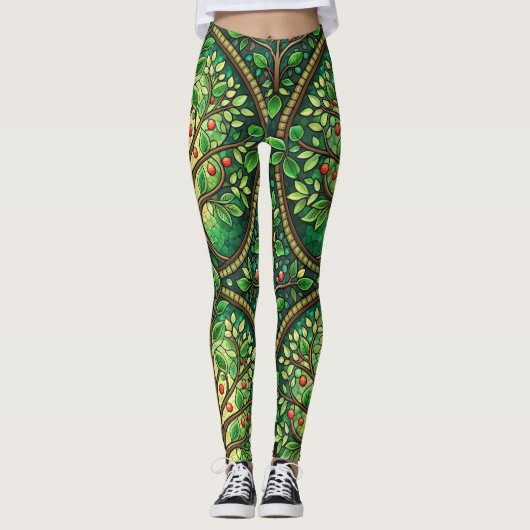 Vrouw met levendige leggings met een ingewikkeld (Voorkant)