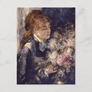 Vrouw met Lilacs door Pierre Renoir Briefkaart