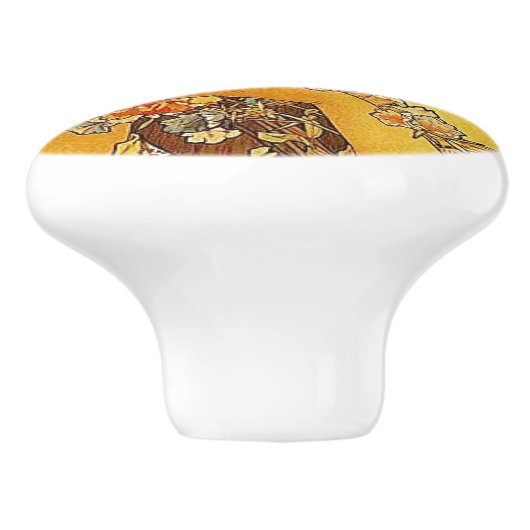 Vrouw met Lilies Keramische Knop (Zijkant)