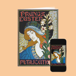 Vrouw met Lily Feestdagen Kaart