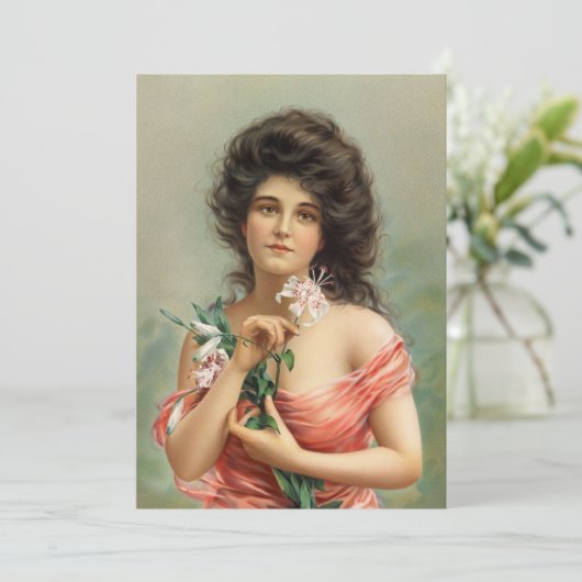 Vrouw met Lily | Louis Prang & Co. (Staand voorkant)