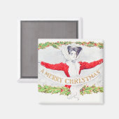 Vrouw met  magneet met kerstbanner (Voorkant / Achterkant)