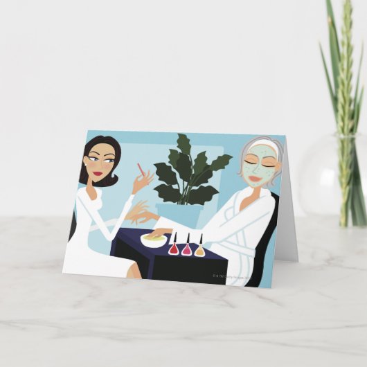 Vrouw met manicure en gelaatstrekken in de spa kaart (Voorkant)