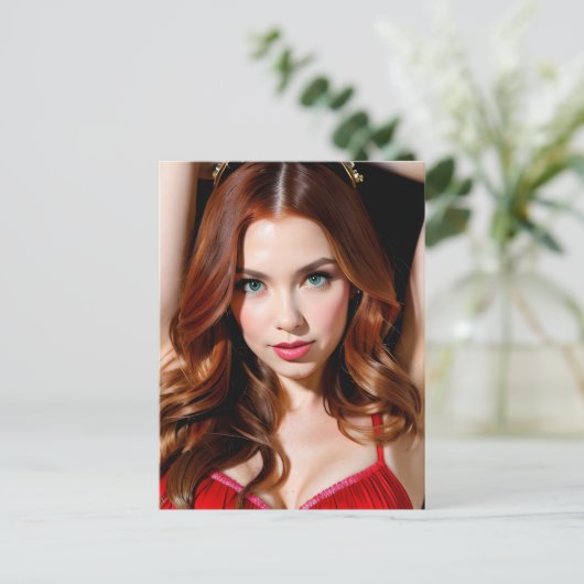 Vrouw met mooi Auburn haar Briefkaart (Staand voorkant)