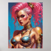 Vrouw met mooi roze haar poster (Voorkant)