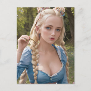 Vrouw Met Mooie Blond Haar Ansichtkaart Briefkaart