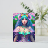 Vrouw met mot, postkruising briefkaart (Staand voorkant)