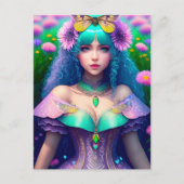 Vrouw met mot, postkruising briefkaart (Voorkant)