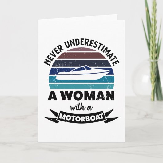 Vrouw met motorboot Funny Boating Gift Moms Kaart (Voorkant)