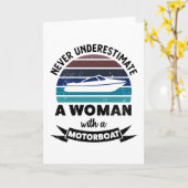 Vrouw met motorboot Funny Boating Gift Moms Kaart (Gele Bloem)