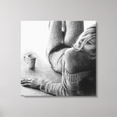 Vrouw met ochtendkoffie Potlood tekening kunst Canvas Afdruk (Voorkant)