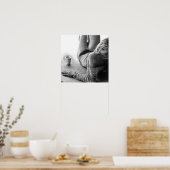 Vrouw met ochtendkoffie Potlood tekening kunst Poster (Keuken)