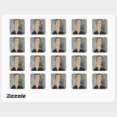 Vrouw met oorringen vierkante sticker (Vel)