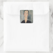 Vrouw met oorringen vierkante sticker (Tas)
