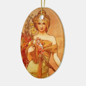 Vrouw met Oragna Bouquet Keramisch Ornament (Links)