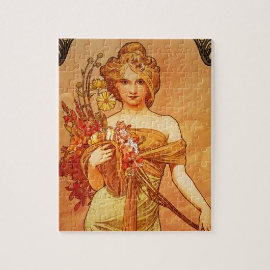 Vrouw met Oragna Bouquet Legpuzzel (Verticaal)