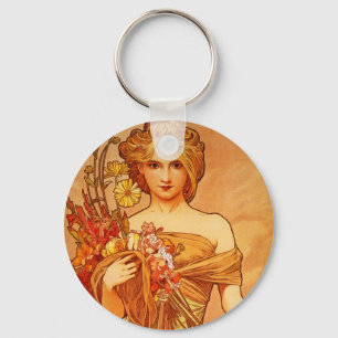 Vrouw met Oragna Bouquet Sleutelhanger