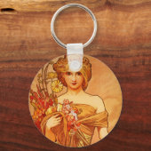 Vrouw met Oragna Bouquet Sleutelhanger (Voorkant)