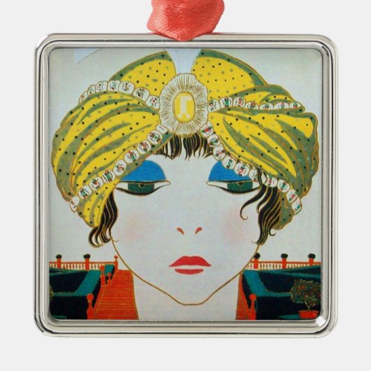 VROUW MET ORIENTAAL GEEL TURBAN METALEN ORNAMENT (Voorkant)