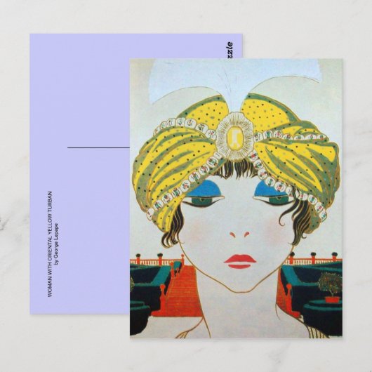 VROUW MET ORIENTAAL GEEL TURBAN / Mode van schoonh Briefkaart (Voorkant / Achterkant)