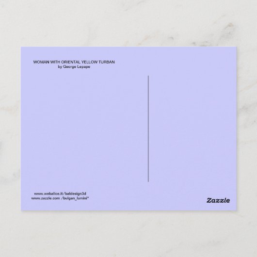 VROUW MET ORIENTAAL GEEL TURBAN / Mode van schoonh Briefkaart (Achterkant)