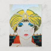 VROUW MET ORIENTAAL GEEL TURBAN / Mode van schoonh Briefkaart (Voorkant)