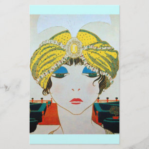 VROUW MET ORIENTAAL GEEL TURBAN / Mode van schoonh Briefpapier