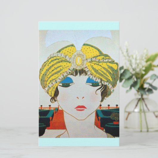 VROUW MET ORIENTAAL GEEL TURBAN / Mode van schoonh Briefpapier (Staand voorkant)