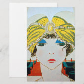 VROUW MET ORIENTAAL GEEL TURBAN / Mode van schoonh Briefpapier (Voorkant / Achterkant)