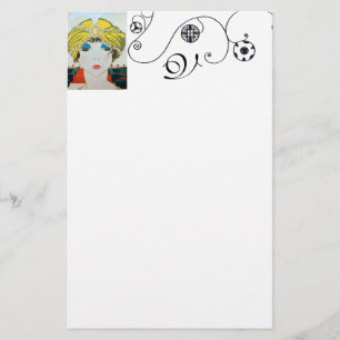 VROUW MET ORIENTAAL GEEL TURBAN / Mode van schoonh Briefpapier