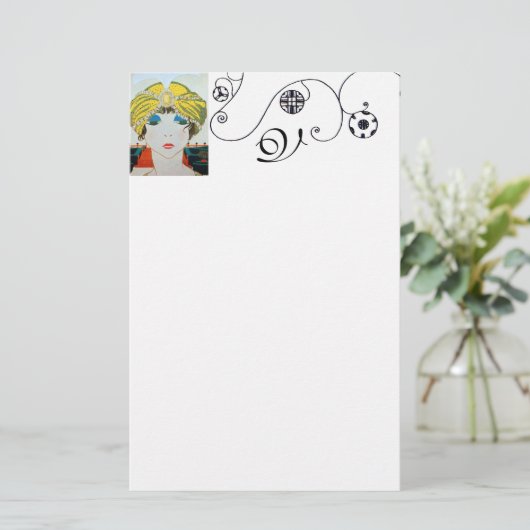VROUW MET ORIENTAAL GEEL TURBAN / Mode van schoonh Briefpapier (Staand voorkant)