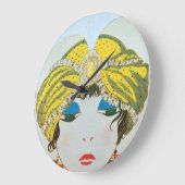 VROUW MET ORIENTAAL GEEL TURBAN / Mode van schoonh Grote Klok (Hoek)