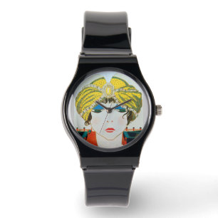 VROUW MET ORIENTAAL GEEL TURBAN / Mode van schoonh Horloge