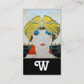 VROUW MET ORIENTAAL GEEL TURBAN / Mode van schoonh Visitekaartje (Achterkant)