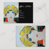 VROUW MET ORIENTAAL GEEL TURBAN / Mode van schoonh Visitekaartje (Voorkant / Achterkant)