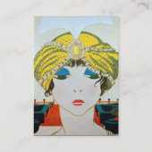 VROUW MET ORIENTAAL GEEL TURBAN / Mode van schoonh Visitekaartje (Achterkant)