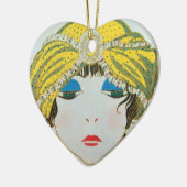 VROUW MET ORIENTAAL GEEL TURBAN / RODE RUPSTOF KERAMISCH ORNAMENT (Links)