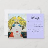VROUW MET ORIENTAAL GEEL TURBAN RSVP KAARTJE (Achterkant)