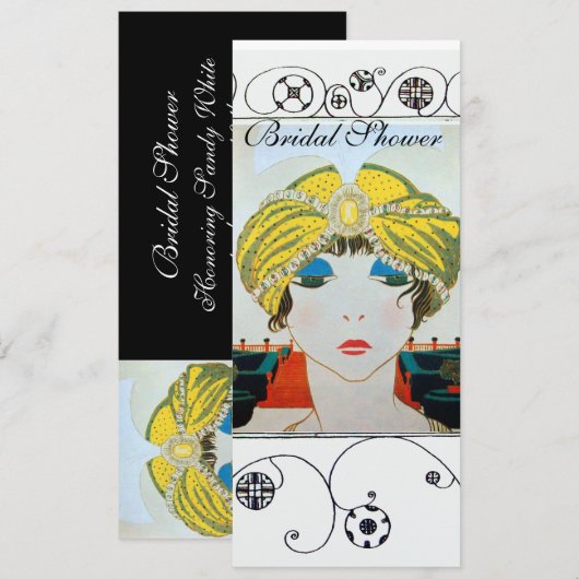 VROUW MET ORIENTAAL GEEL TURBAN-VRIJGEZELLENFEEST KAART (Voorkant / Achterkant)