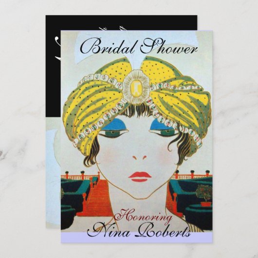 VROUW MET ORIËNTAALSE GELE TULBAND BRUIDSDIEPTE KAART (Voorkant / Achterkant)