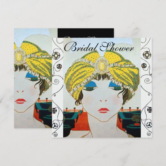 VROUW MET ORIËNTAALSE GELE TULBAND BRUIDSDIP KAART (Voorkant / Achterkant)