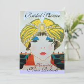 VROUW MET ORIËNTAALSE GELE TULBAND BRUIDSSLUIER KAART (Staand voorkant)