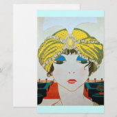 VROUW MET ORIËNTAALSE GELE TULBAND / Schoonheid Mo Briefpapier (Voorkant / Achterkant)